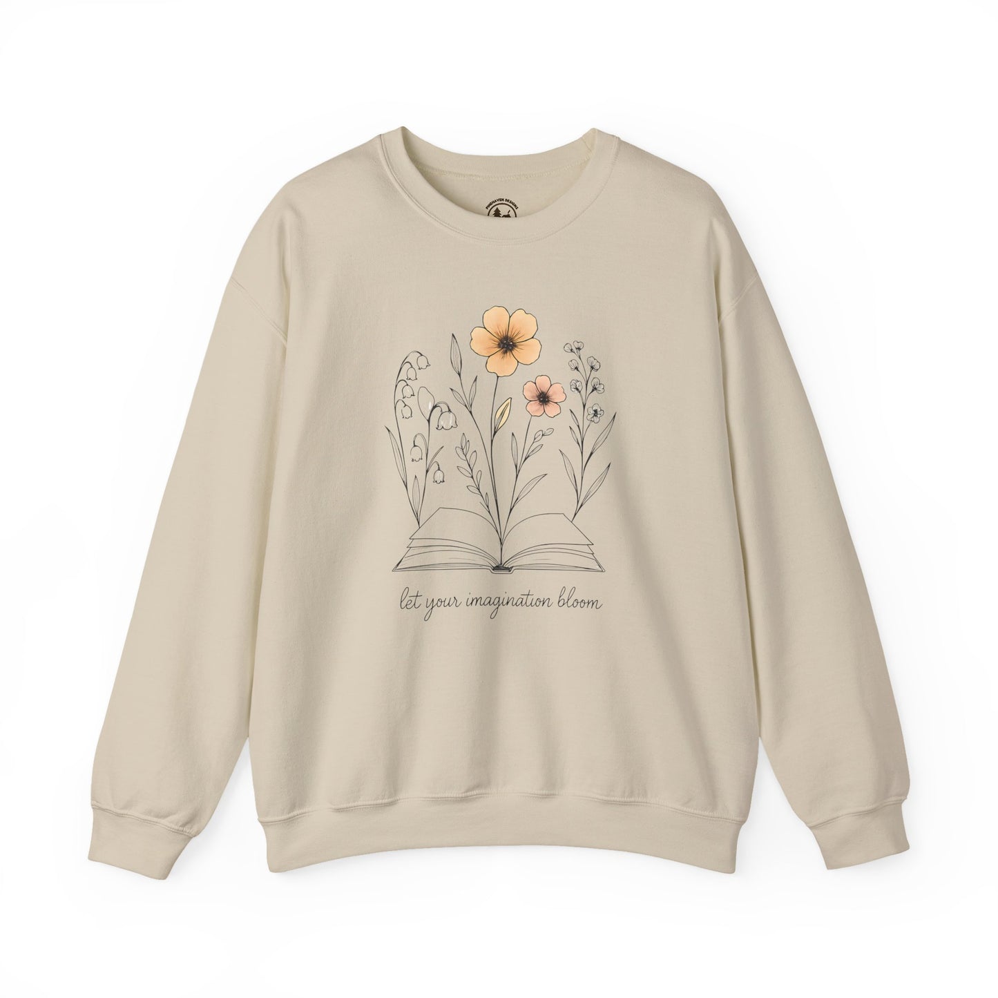 Let Your Imagination Bloom Crewneck Sweatshirt – Inspirational Floral Book Design