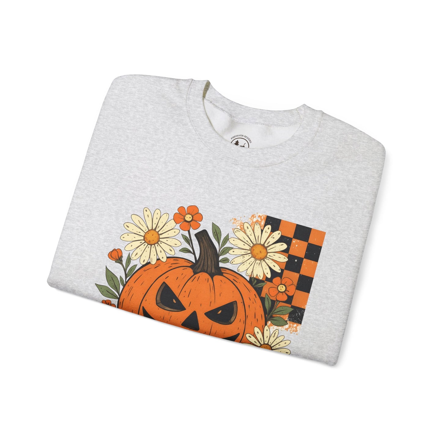 Smiling Jack O’Lantern Pumpkin Shirt | Cute Halloween Floral Sweatshirt