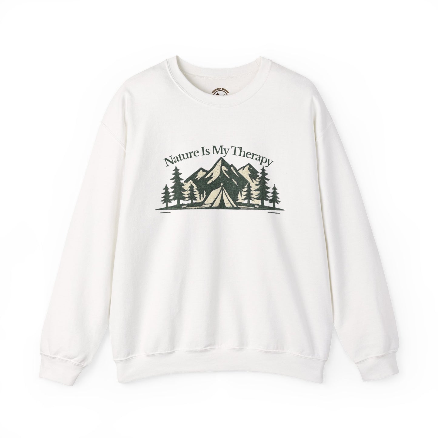 Nature Is My Therapy Crewneck Sweatshirt, Vintage Mountain Camping Graphic Sweatshirt, Nature Lover Hiking Pullover, Outdoor Adventure Unisex Crewneck