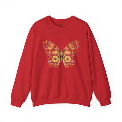 Boho Style Floral Butterfly Crewneck Sweatshirt