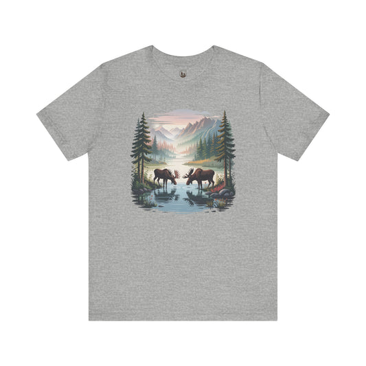 Men's Unisex Outdoor Wilderness T-Shirt With Moose