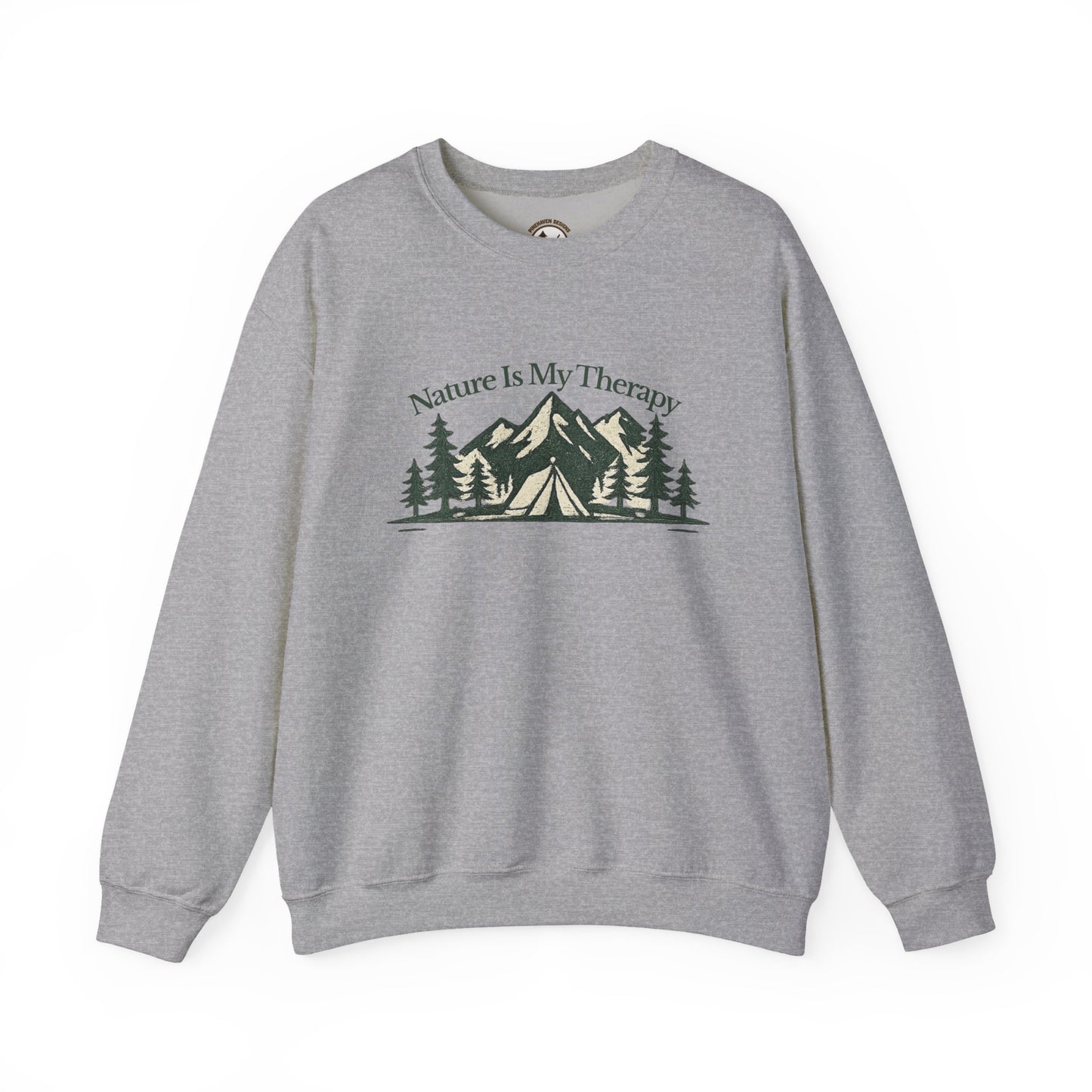 Nature Is My Therapy Crewneck Sweatshirt, Vintage Mountain Camping Graphic Sweatshirt, Nature Lover Hiking Pullover, Outdoor Adventure Unisex Crewneck
