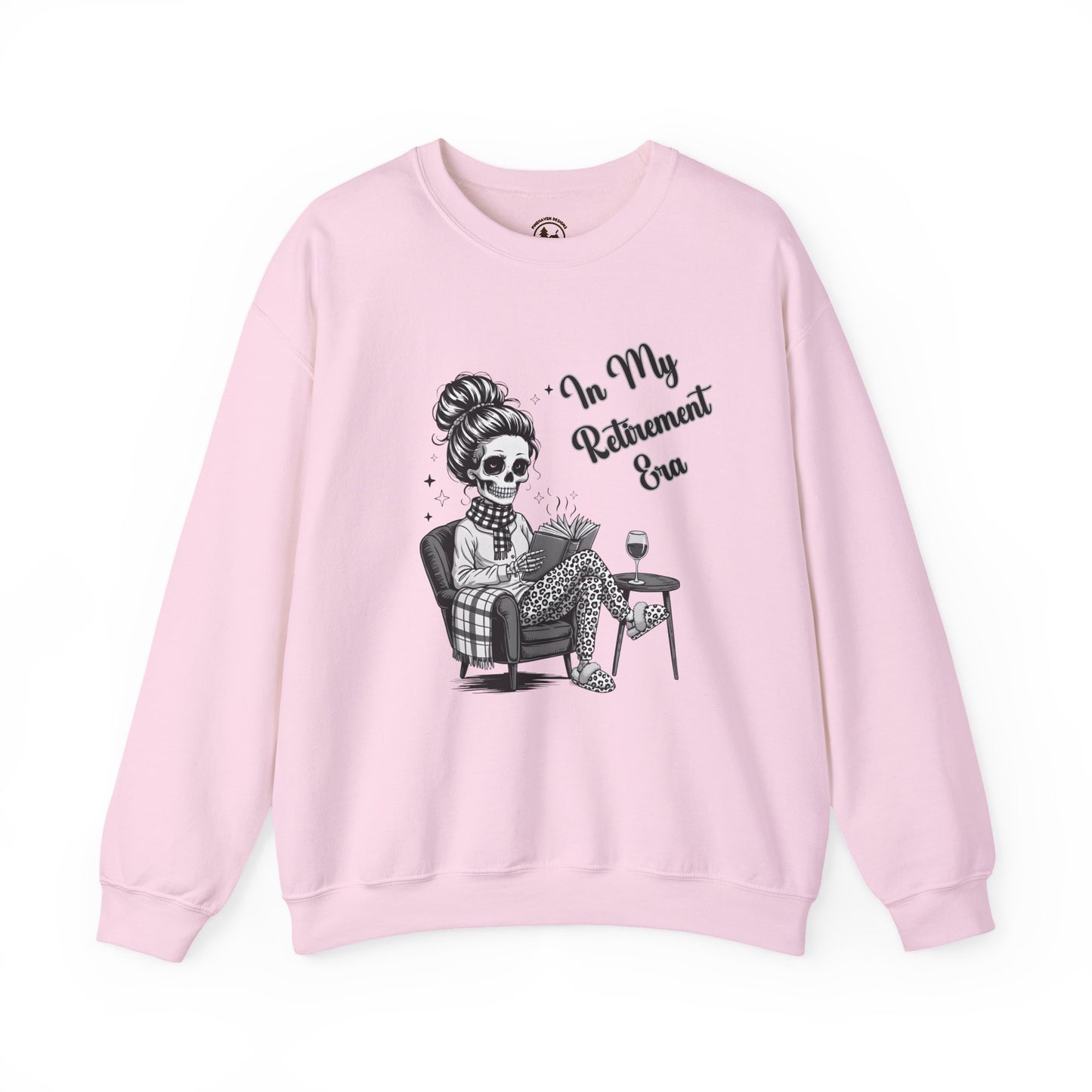In My Retirement Era Skeleton Graphic Sweatshirt – Cozy Funny Pink Crewneck